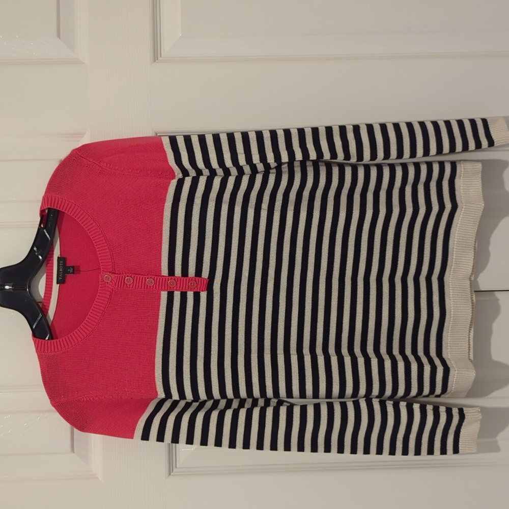 Talbots NWT striped sweater, size S in red, white, and black